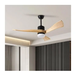 ZEVENTI - LED plafonski ventilator NATURITO LED/18W/230V Wi-Fi Tuya crna/hrast + daljinski upravljač