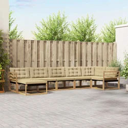 Set vanjskih sofa 7 kom. Bijela i bež Čvrsto drvo akacije