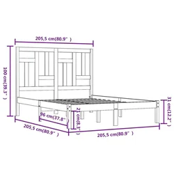 Vidaxl Posteljni okvir siv iz trdne borovine 200x200 cm