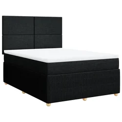 Vidaxl Box spring posteljni z vzmetnico črn 140x190 cm blago