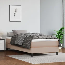 Madrac s oprugama srednje tvrdoće boja cappuccina 90x200x20 cm od umjetne kože