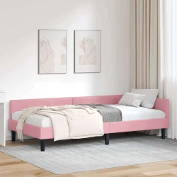Kutni okvir kreveta Ružičasta 90 cm x 190 cm Baršun