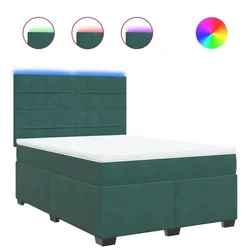 Vidaxl Box spring postelja z vzmetnico temno zelen 140x190 cm žamet