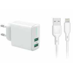 Brzi punjač: adapter 2xUSB 230V 2.4A + kabal iPhone 1m Car Commerce