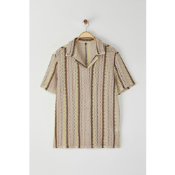 Trendyol Mink Regular Fit Short Sleeve Open Collar Knitwear Textured Shirt