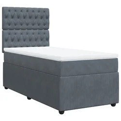 Vidaxl Box spring postelja z vzmetnico temno siv 90x190 cm žamet