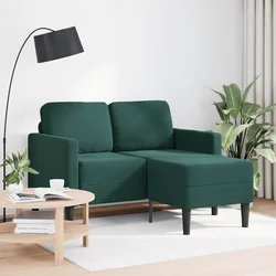 Sofa 2-sjed s ležaljkom u obliku slova L tamnozelena 125 cm