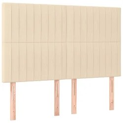 Vidaxl Vzglavje postelje kremne barve 144x5x118/128 cm blago