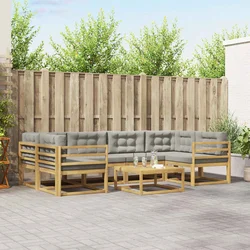 Set vanjskih sofa s jastukom 5 pcs Bijela i svjetlosiva