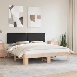 Krevetni okvir s tapiciranim uzglavljem Crna 200 x 200 cm