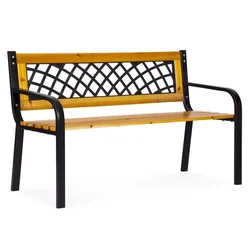 MULTIGARDEN Drvena baštenska klupa sa rešetkastim naslonom 118×52 cm -