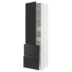 METOD / MAXIMERA Vis.el. s polic/4fiok/vrat/2front, bela/Nickebo boja antracita, mat, 60x60x220 cm