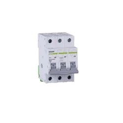 Circuit breaker 6 kA, characteristic B, 10 A, 3-pole.