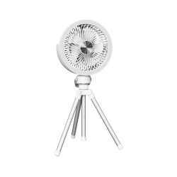 Punjivi stoni ventilator sa LED osvetljenjem 8W/3,7V 2400 mAh beo