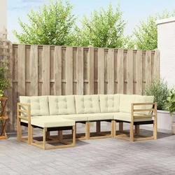 Set vanjskih sofa s jastukom 6 pcs Bijela i krem