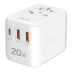 shumee LogiLink 20W PD USB polnilnik, potovalni adapter, 4 USB-C/A vhodi, 200 držav