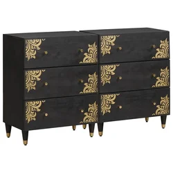Kreveta s ladicama 2 pcs Crna 60 x 33 x 75 cm Čvrsto drvo manga