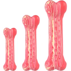 Igrača za pse kost rdeča Saveo 10.5cm Flamingo - Termoplastična guma - Dental igrače - Flamingo
