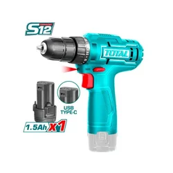 TOTAL Li-ion bezicna busilica, 12V, 20NM, prihvat, 10 mm, USB-C, 1x1.5 Ah