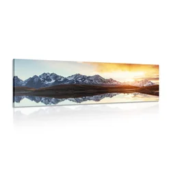 Slika neverjetni sončni zahod v gorah - 135x45