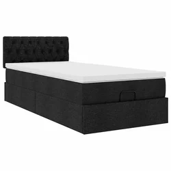 Otomanski okvir kreveta s madraca crni 90x190cm od tkanine