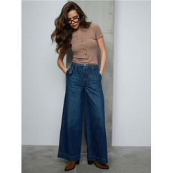 Sinsay - Wide leg farmerke - steel blue