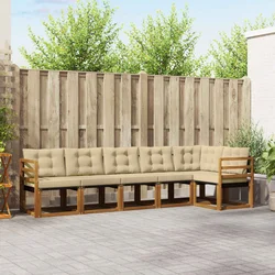 Set vanjskih sofa s jastukom 6 pcs Prirodna i bež