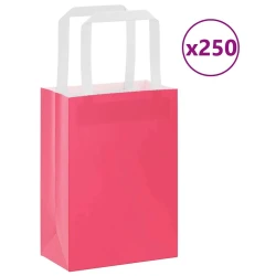 Papirnate vrećice 250 kom s ručkama ružičaste 15x8x21 cm
