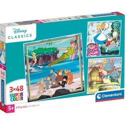 Disney klasične risanke 3x48 kosov Supercolor sestavljanka - Clementoni