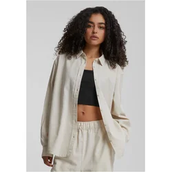 Womens linen mixed oversized shirt cream