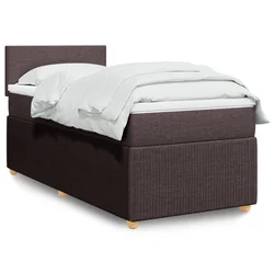 vidaXL Box spring postelja z vzmetnico temno rjava 90x200 cm blago