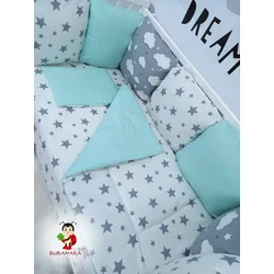 Bubamara037 Set za krevetac sa ogradicom od jastuka, Beli