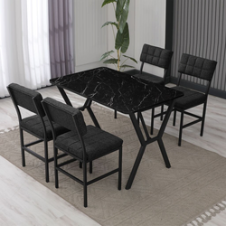 Hanah Home Trpezarijski sto i stolice Dubai, Anthracit