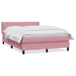 Vidaxl Box spring postelja z vzmetnico roza 160x210 cm žamet