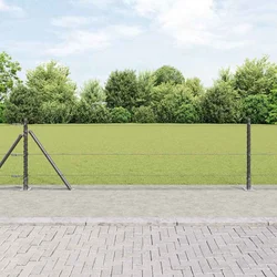 Heksagonalna ograda s betonskom osnovom 25 x 0,4 m Siva Mreža