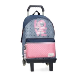 Pepe Jeans za dekleta. 68223T1 Noni nahrbtnik iz džinsa 42 cm z vozičkom modra (OSFA), Priložnostno, Poliester, otroška moda
