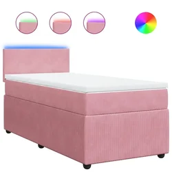 Vidaxl Box spring postelja z vzmetnico roza 80x200 cm žamet