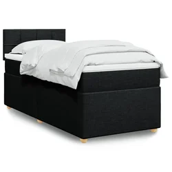 Box spring postelja z vzmetnico črna blago