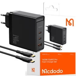 Mcdodo Set zidni punjač 140W PRO, Dual TIP-C+USB-A + kabl 240W TIP-C na C, 2m CH-2913