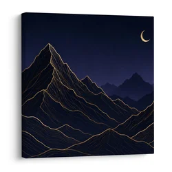 Slika zlate gorske linije ponoči - 40x40