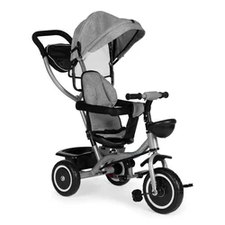 ECOTOYS Tricikl 2u1 sa rotirajućim sedištem i sklopivom tendom, Tamnosivi