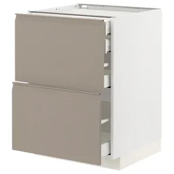 METOD / MAXIMERA Pod.orm.2front/2dnj/1srd/1vis.fiok, bela/Upplöv tamnobež, mat, 60x60 cm