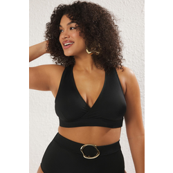 Trendyol Curve Black Double Breasted Plus Size Bikini Top