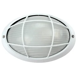 OVALNA VANJSKA ZIDNA LAMPA S PREGRADOM I MREŽOM BIJELA MAX 60W