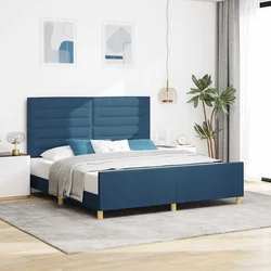 Krevetna konstrukcija s uzglavljem Plava 180 x 200 cm tkanina