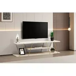 Hanah Home TV komoda Canaz, 120 cm, Krem-zlatna