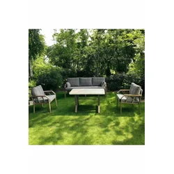 HANAH HOME Baštenska garnitura Nergiz Mermer 3+1+1 Grey