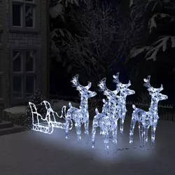 vidaXL Ukrasni božićni sobovi i sanjke s 400 LED žarulja akrilni