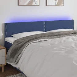 Vidaxl LED posteljno vzglavje modro 200x5x78/88 cm blago