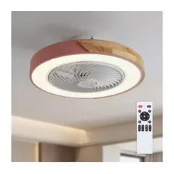 Brilagi - LED prigušiva svetiljka sa ventilatorom LED/38W/230V 50 cm ružičasta/hrast sa daljinskim upravljačem